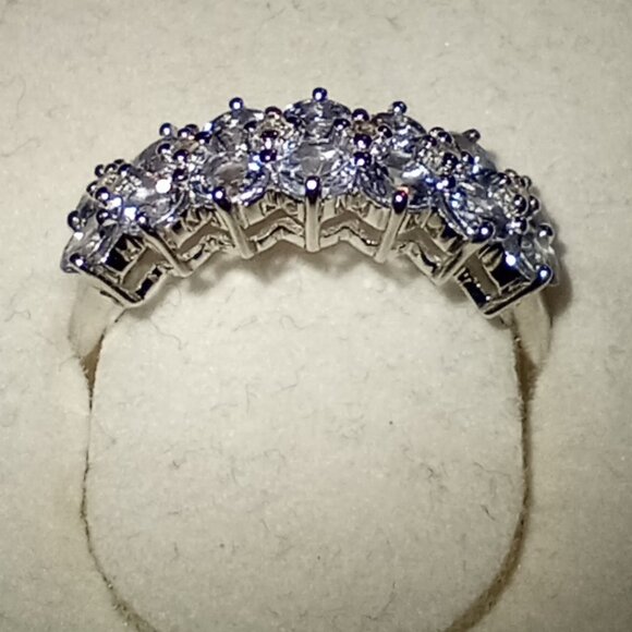 CHRISTMAS SPECIAL! 10Kt White Gold Round Tanzanite & Diamond-Accent Ring - Picture 3 of 5